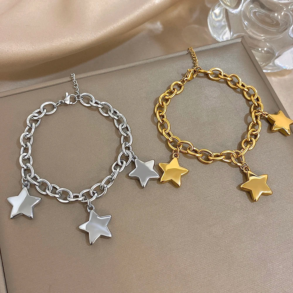 Armband mit drei hängenden Sternen Silber