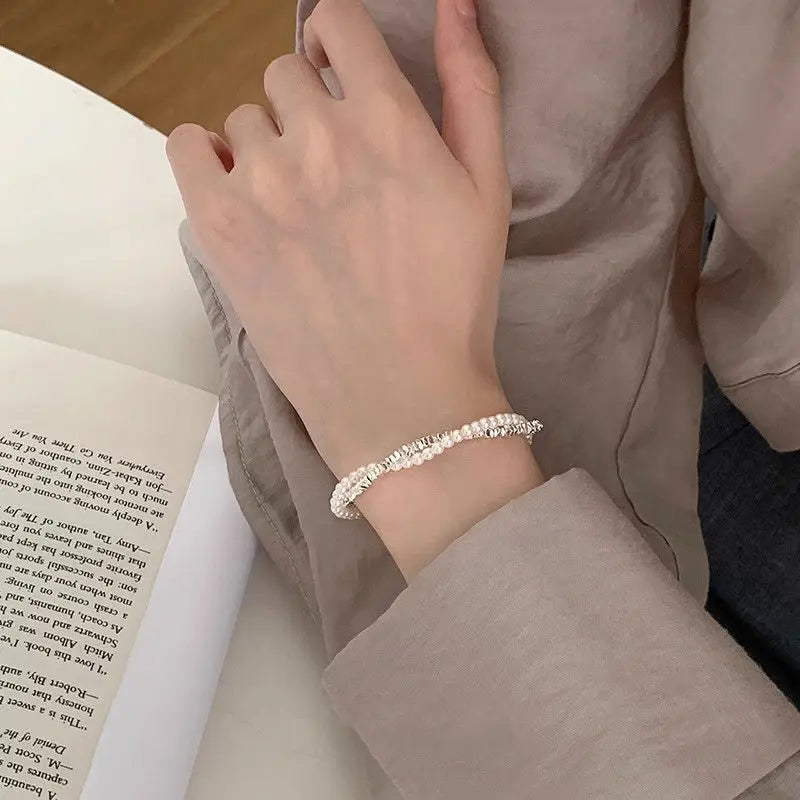 Elegantes Gourmette-Armband aus Perlen für Damen