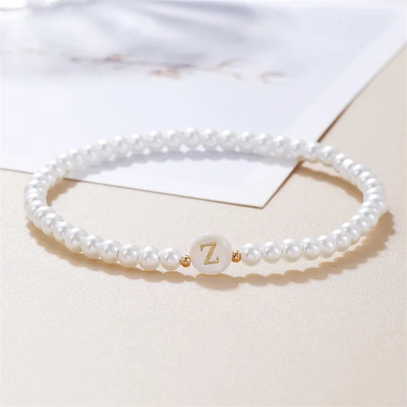 Weiße Initiale-Armband - Buchstabe 
