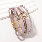 Boho-Mehrreihiges Armband Lebensbaum violett