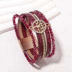 Boho-Mehrreihiges Armband Lebensbaum rot