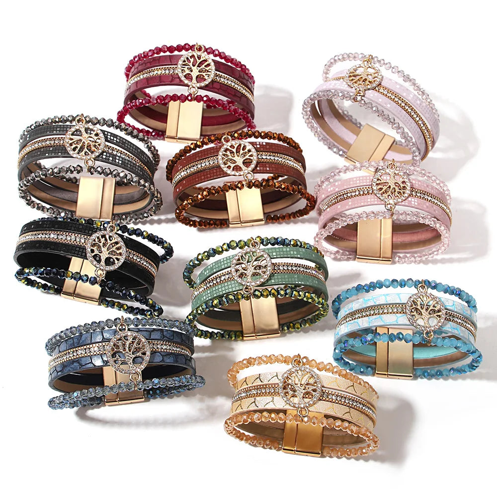 Boho-Mehrreihiges Armband Lebensbaum