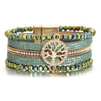 Boho-Mehrreihiges Armband Lebensbaum grün