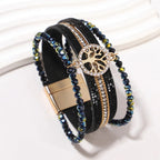 Boho-Mehrreihiges Armband Lebensbaum schwarz