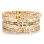 Boho-Mehrreihiges Armband Lebensbaum beige