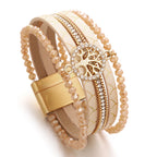 Boho-Mehrreihiges Armband Lebensbaum beige