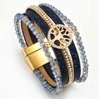 Boho-Mehrreihiges Armband Lebensbaum dunkelblau