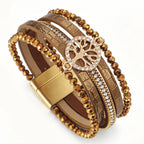 Boho-Mehrreihiges Armband Lebensbaum braun