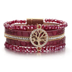 Boho-Mehrreihiges Armband Lebensbaum rot