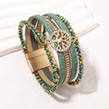 Boho-Mehrreihiges Armband Lebensbaum grün