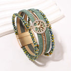 Boho-Mehrreihiges Armband Lebensbaum grün
