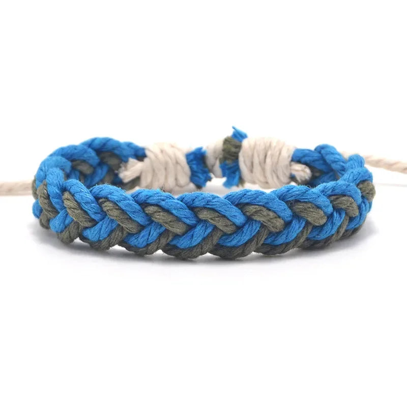 Handgefertigtes brasilianisches Armband Naturfarben blau