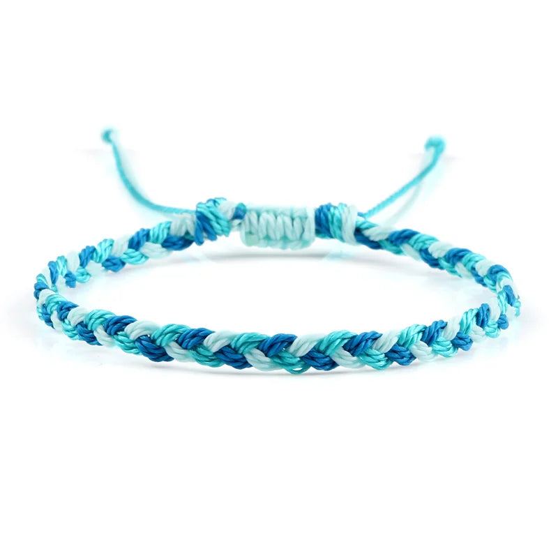 Handgefertigtes brasilianisches blaues Armband in Blau und Grün