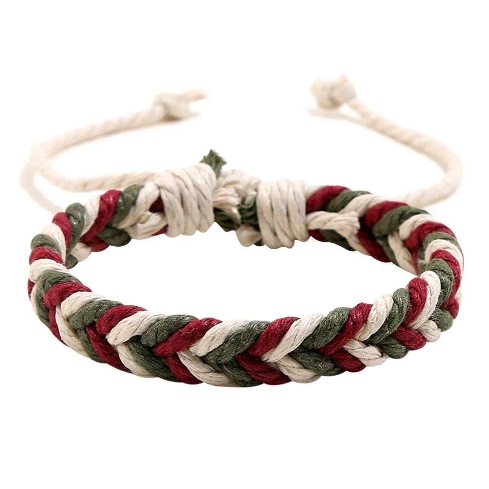 Brasilianisches Armband aus Baumwollfaden mit natürlicher Optik rot