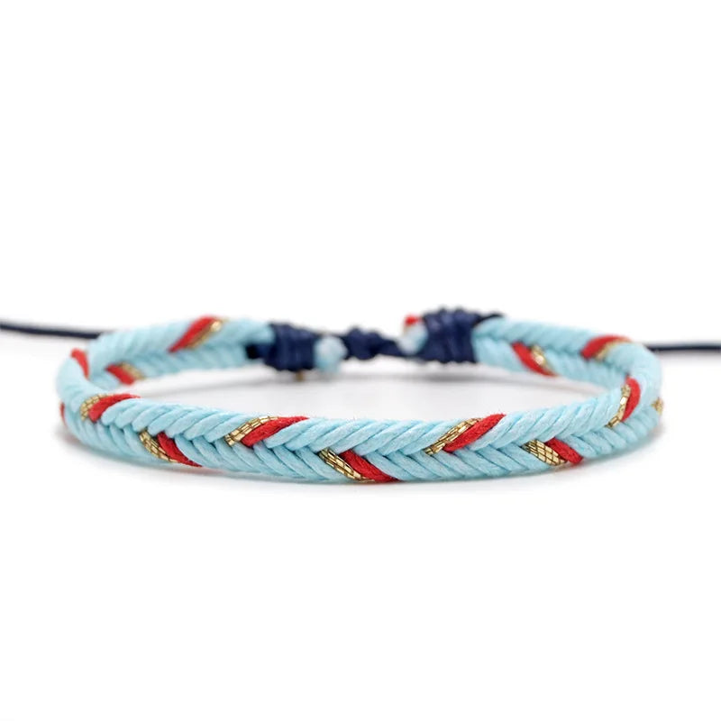 Minimalistisches brasilianisches Armband aus blauem Baumwollfaden 