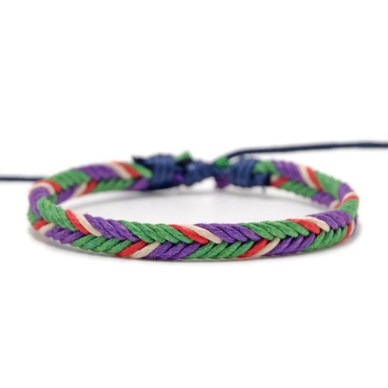 Minimalistisches brasilianisches Armband aus violettem Baumwollfaden