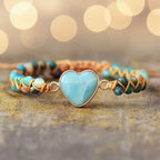 Heilungsherz-Armband aus blauem Naturstein
