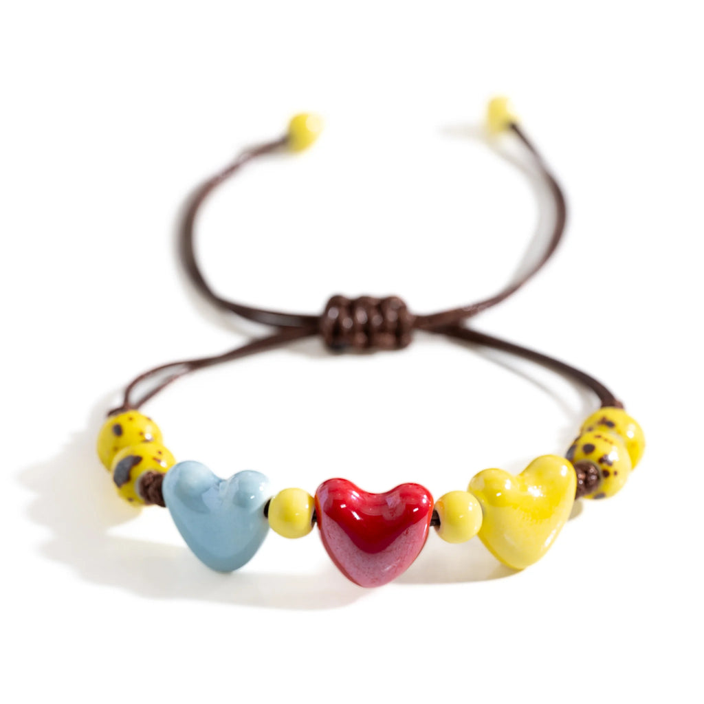 Armband mit Herz aus roter Keramik