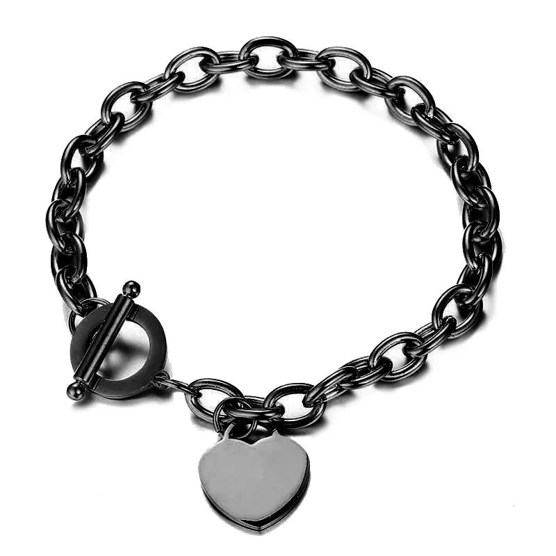 Herz-Gourmet-Armband für Damen Schwarz