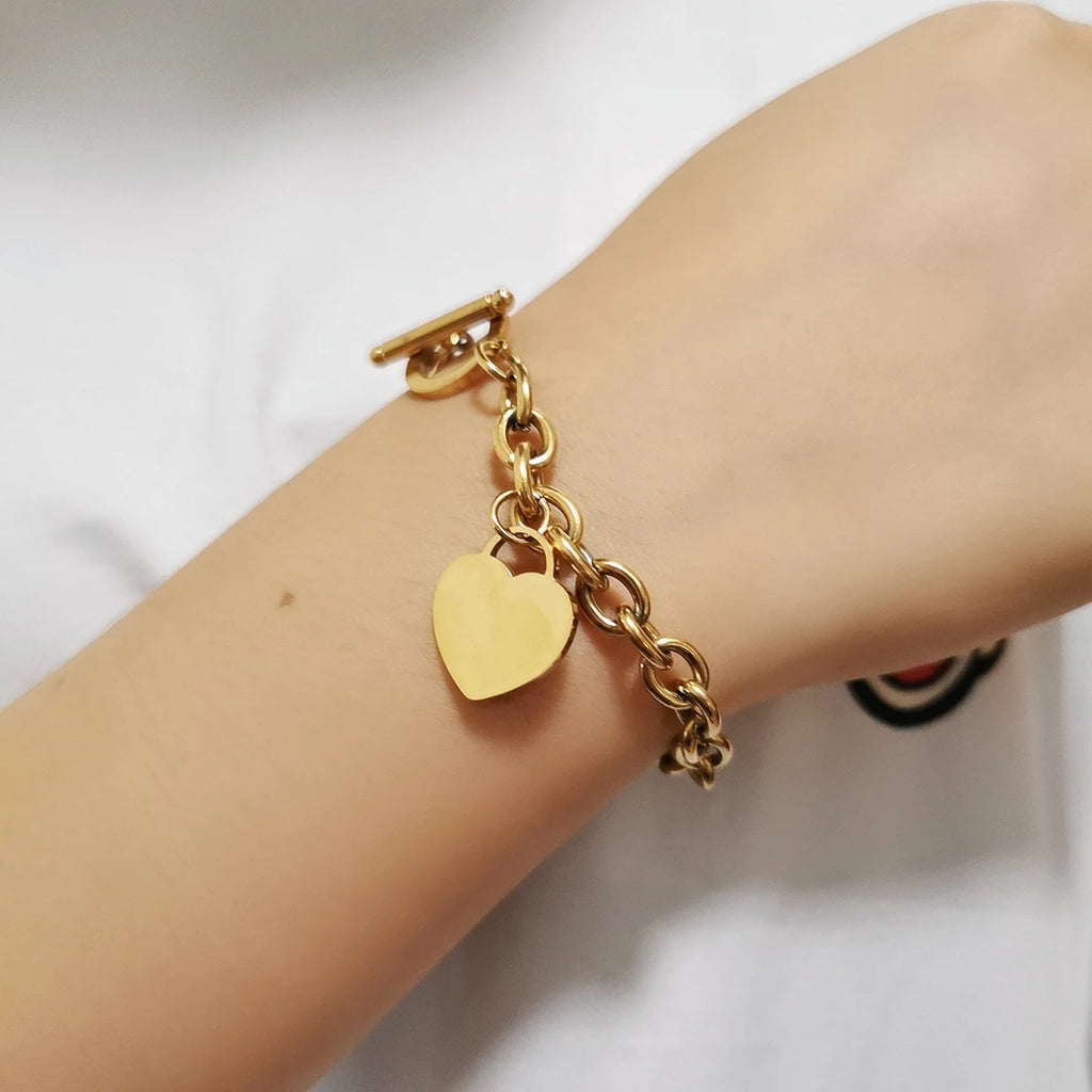 Herz-Gourmet-Armband für Damen Gold