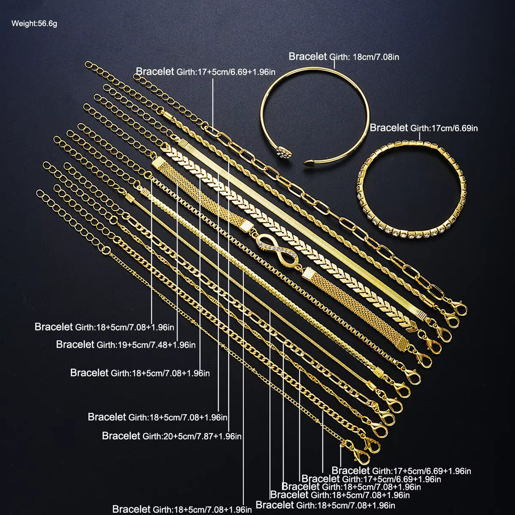 Unendlich Herz Armband Silber und Gold (Set mit 3 Armbändern)

