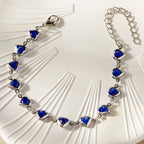 Armband mit emaillierten Herzen in Silber und Blau