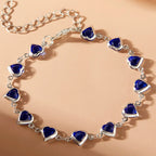 Armband mit emaillierten Herzen in Silber und Blau