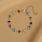 Armband mit emaillierten Herzen in Silber und Mehrfarbig