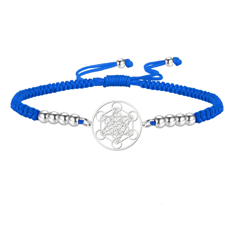 Buntes Metatrons Würfel Armband blau