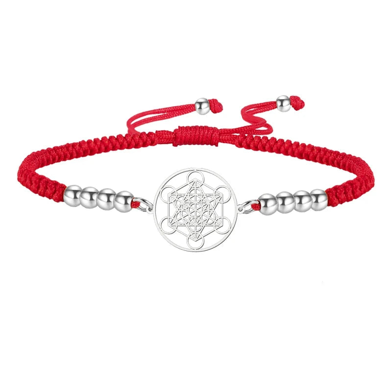 Buntes Metatrons Würfel Armband rot