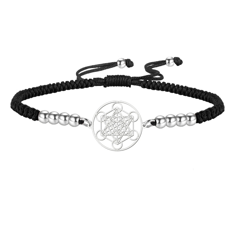 Buntes Metatrons Würfel Armband schwarz