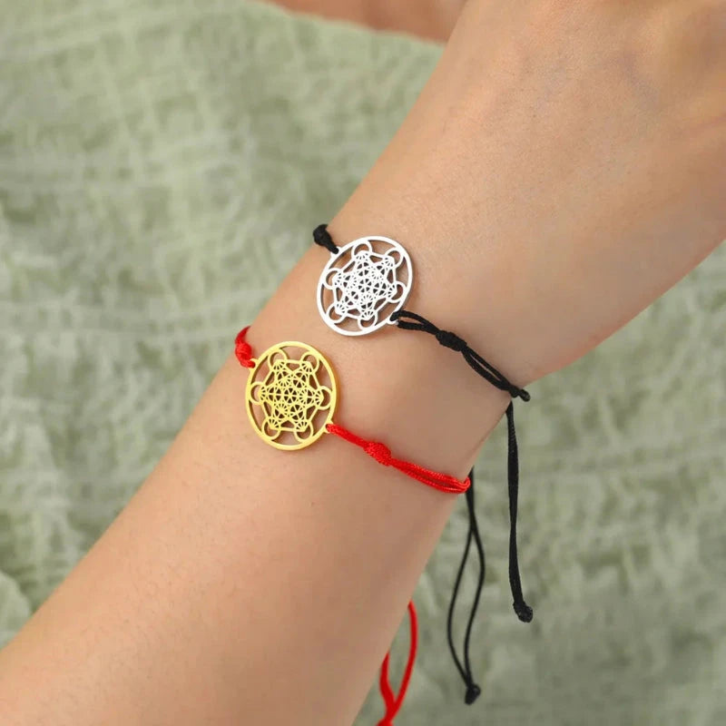Buntes Metatrons Würfel Armband schwarz