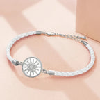 Lederarmband Kompass Windrose weiß silber