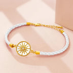 Lederarmband Kompass Windrose weiß gold