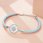 Lederarmband Kompass Windrose himmelblau silber