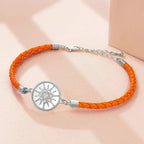 Lederarmband Kompass Windrose orange silber