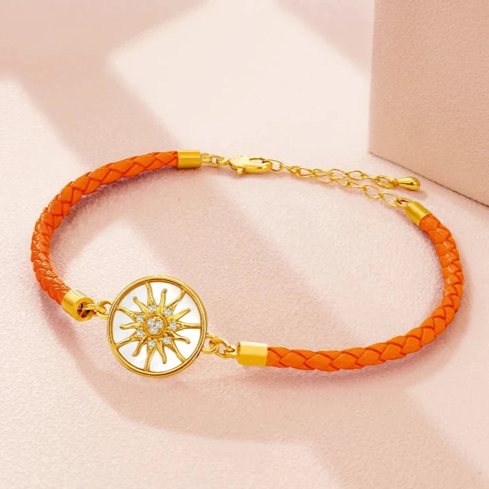 Lederarmband Kompass Windrose orange gold