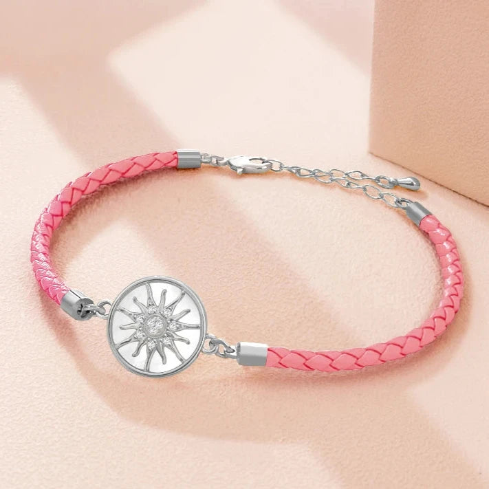 Lederarmband Kompass Windrose rosa silber