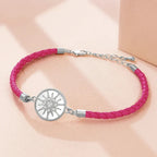 Lederarmband Kompass Windrose fuchsia silber