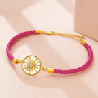 Lederarmband Kompass Windrose fuchsia gold