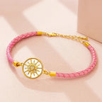 Lederarmband Kompass Windrose rosa gold