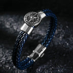 Herren Leder Kompass Armband Windrose blau
