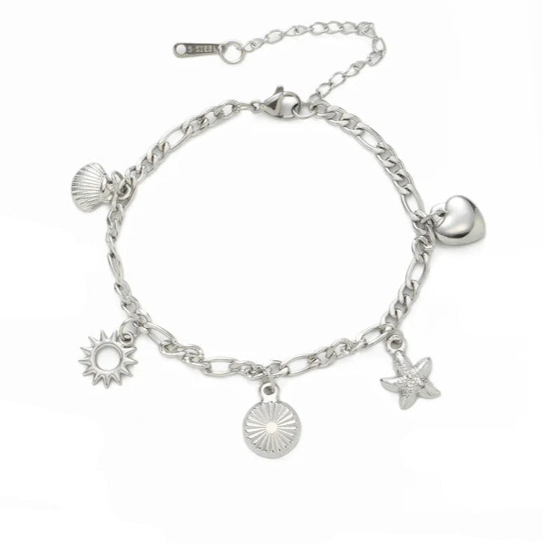 Muschelarmband für Damen Silber