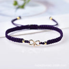 Bracciale con cordoncino intrecciato e simbolo infinito portafortuna viola