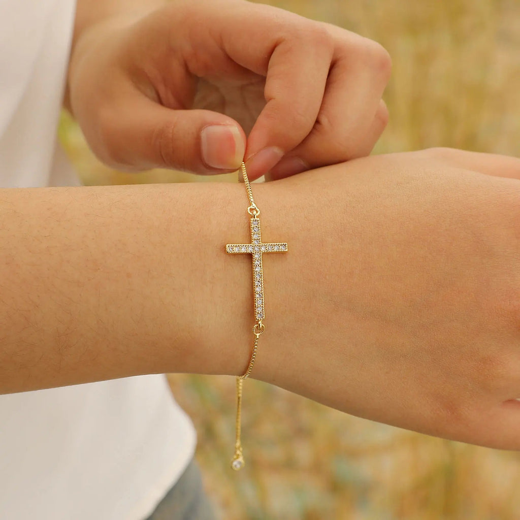 Christliches Kreuz Armband mit Zirkonia für Damen