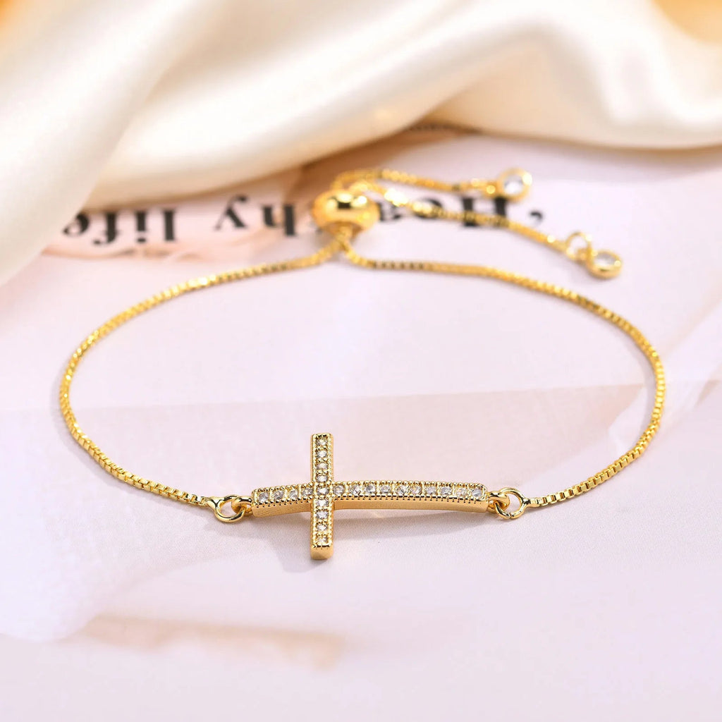 Christliches Kreuz Armband mit Zirkonia für Damen