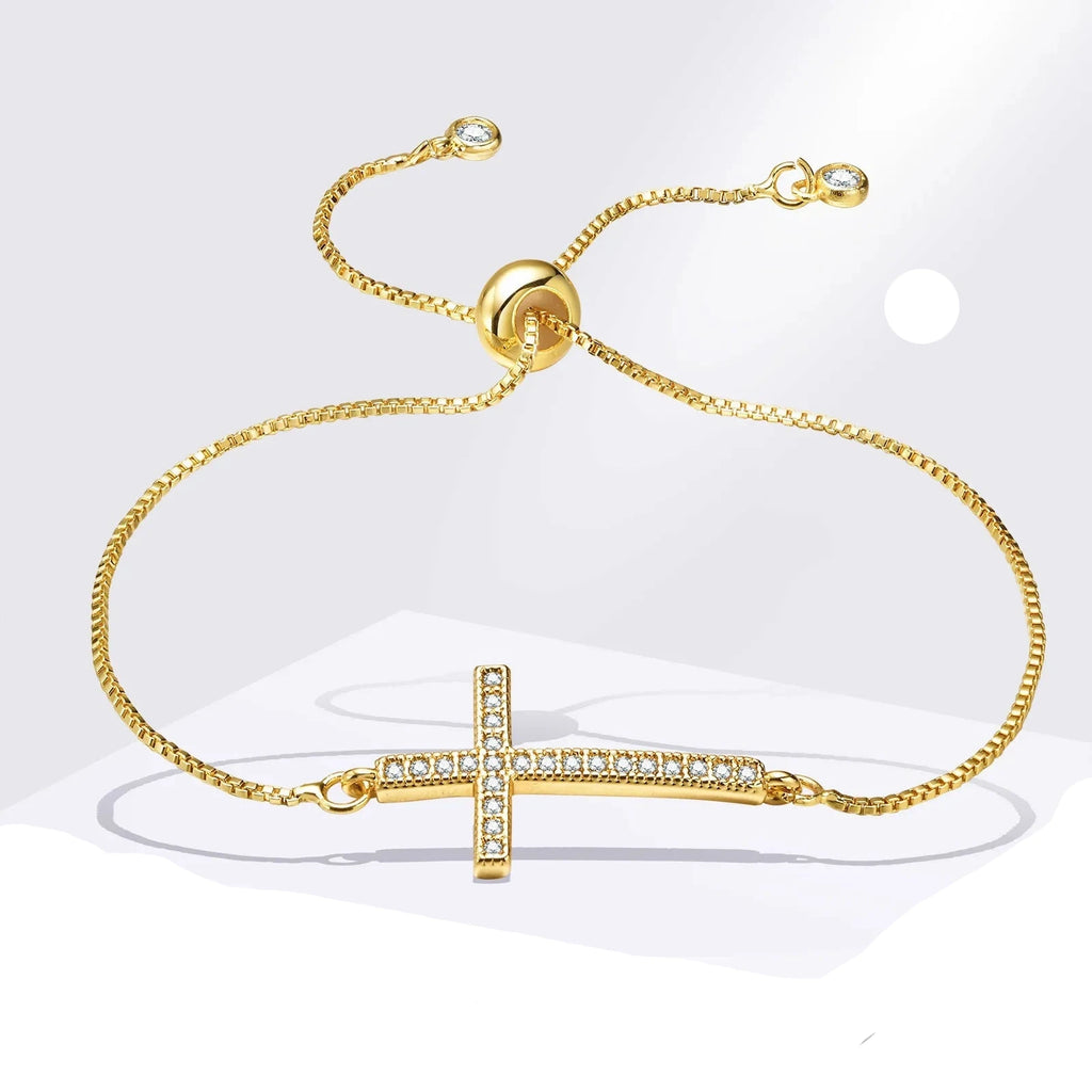 Christliches Kreuz Armband mit Zirkonia für Damen