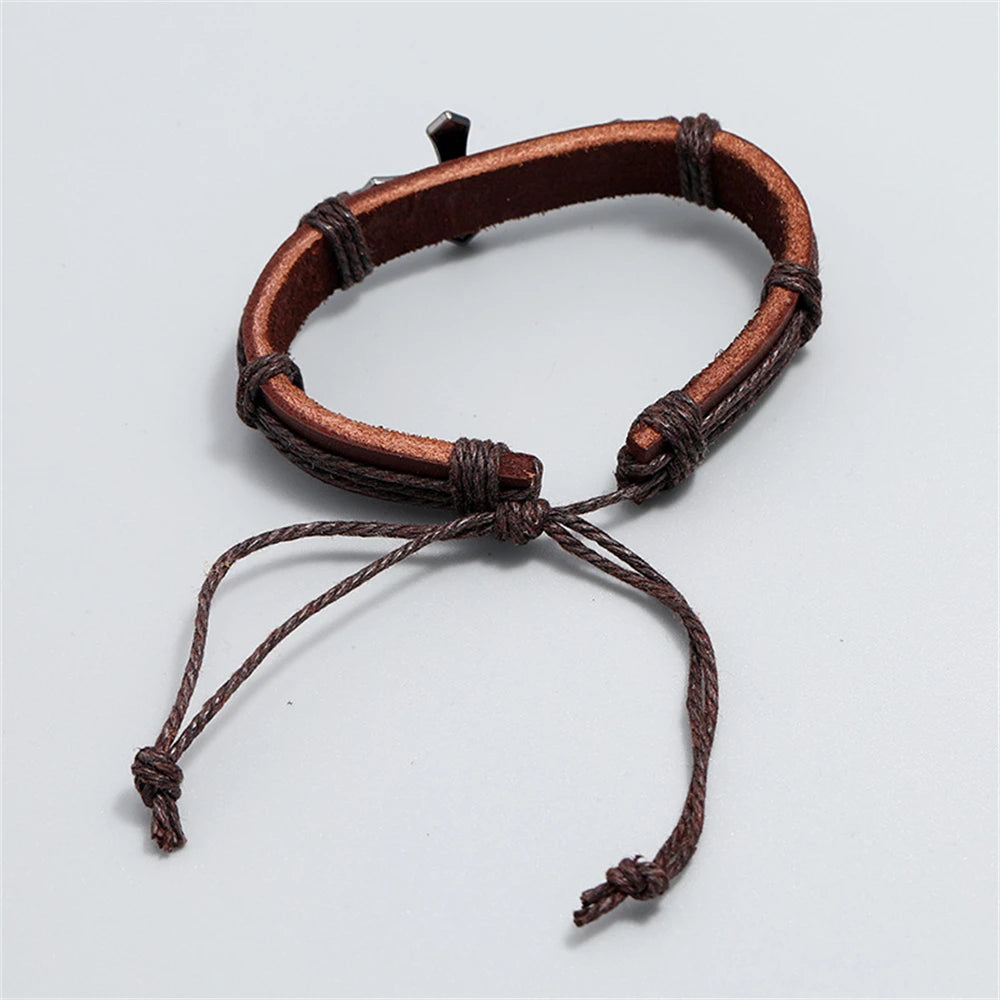 Herren Lederkreuz Armband braun