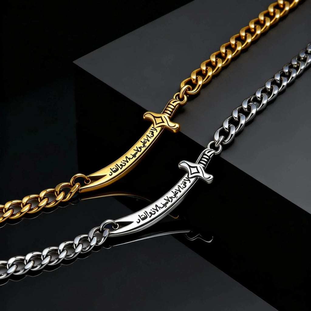 Kubanisches Herrenarmband mit arabischem Ali Zulfiqar Schwert