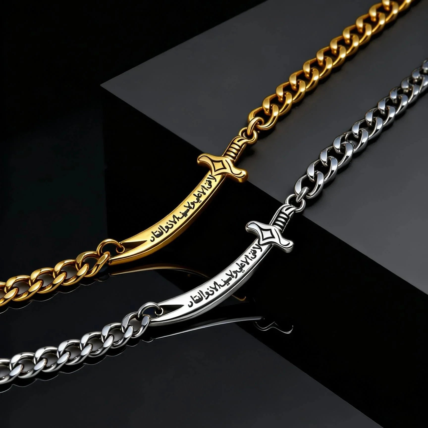 Kubanisches Herrenarmband mit arabischem Ali Zulfiqar Schwert